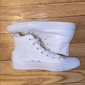 All white high top converse
